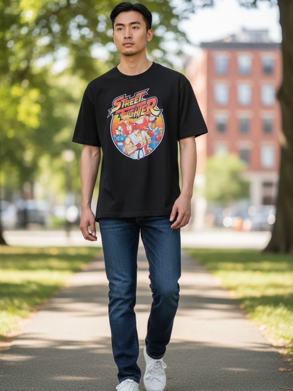Street Fighter Graphic T-Shirt Men’s Size M Black Capcom Retro Gamer Tee Ryu Ken - Picture 2 of 6